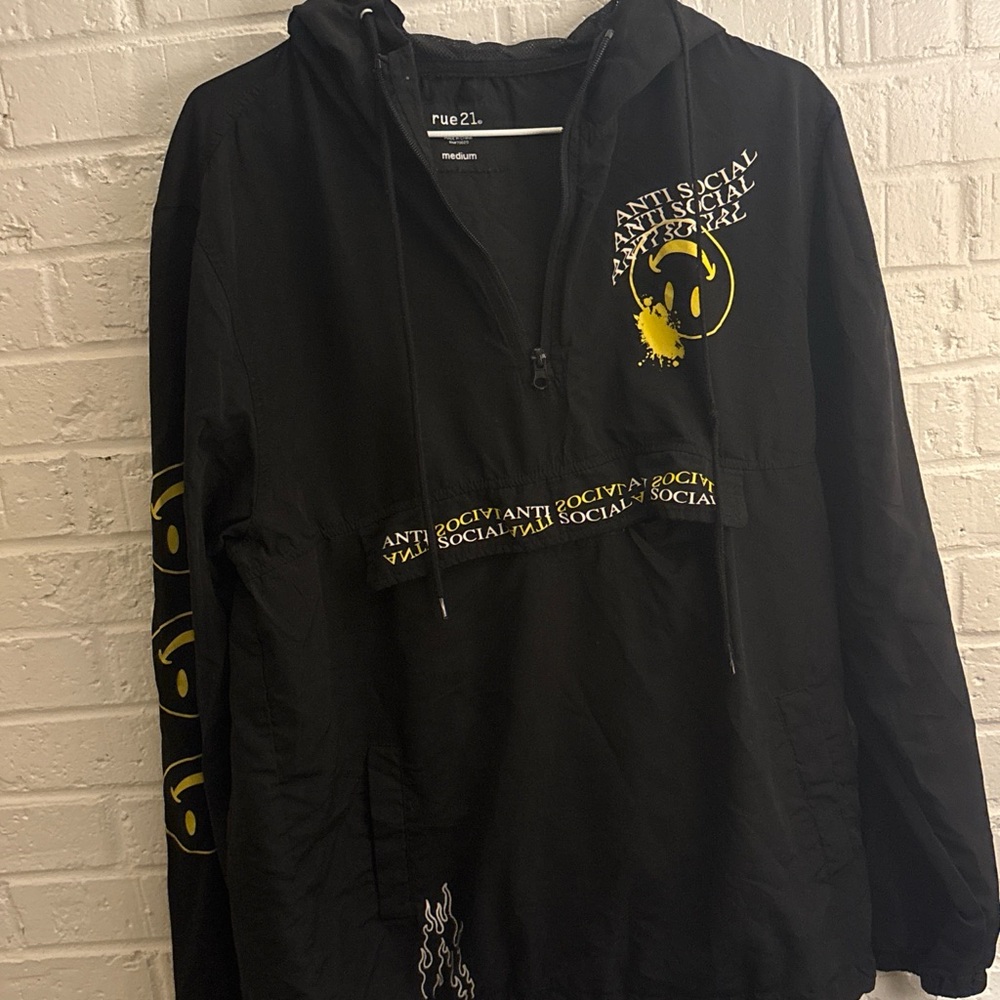 Rue21 Black Jacket with White Logo Label